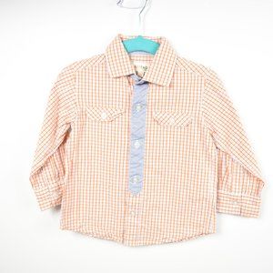 Orange and blue plaid shirt 6-12m Red Tag